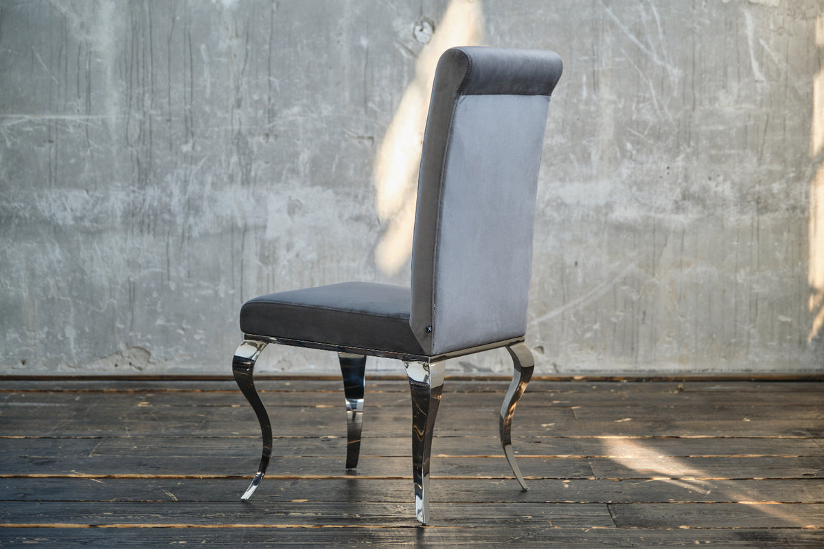 KAWOLA Stuhl LEIA Esszimmerstuhl Barock Velvet grau