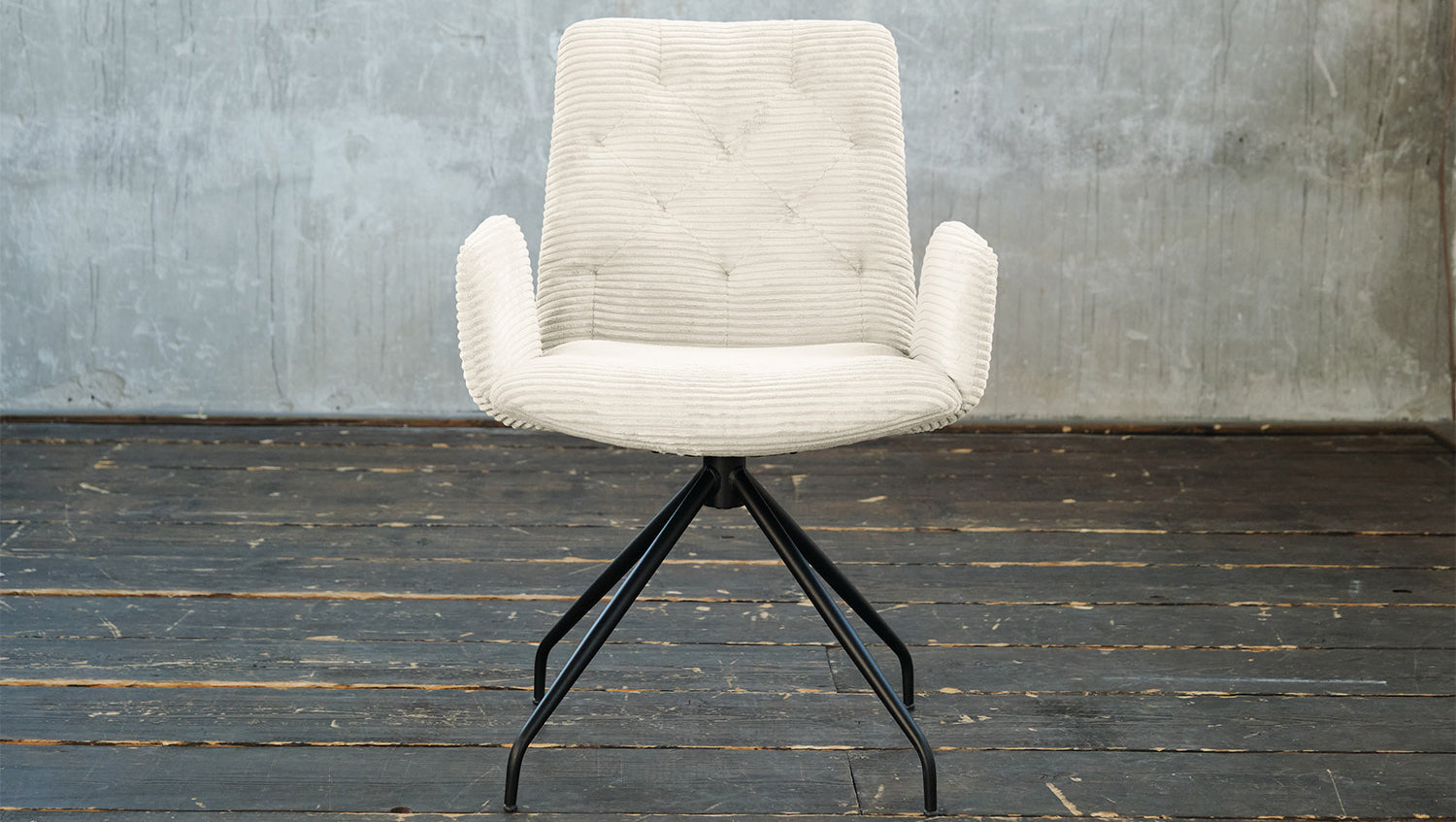 KAWOLA Stuhl NEW CHARME Drehstuhl Esszimmersessel Cord cremeweiß