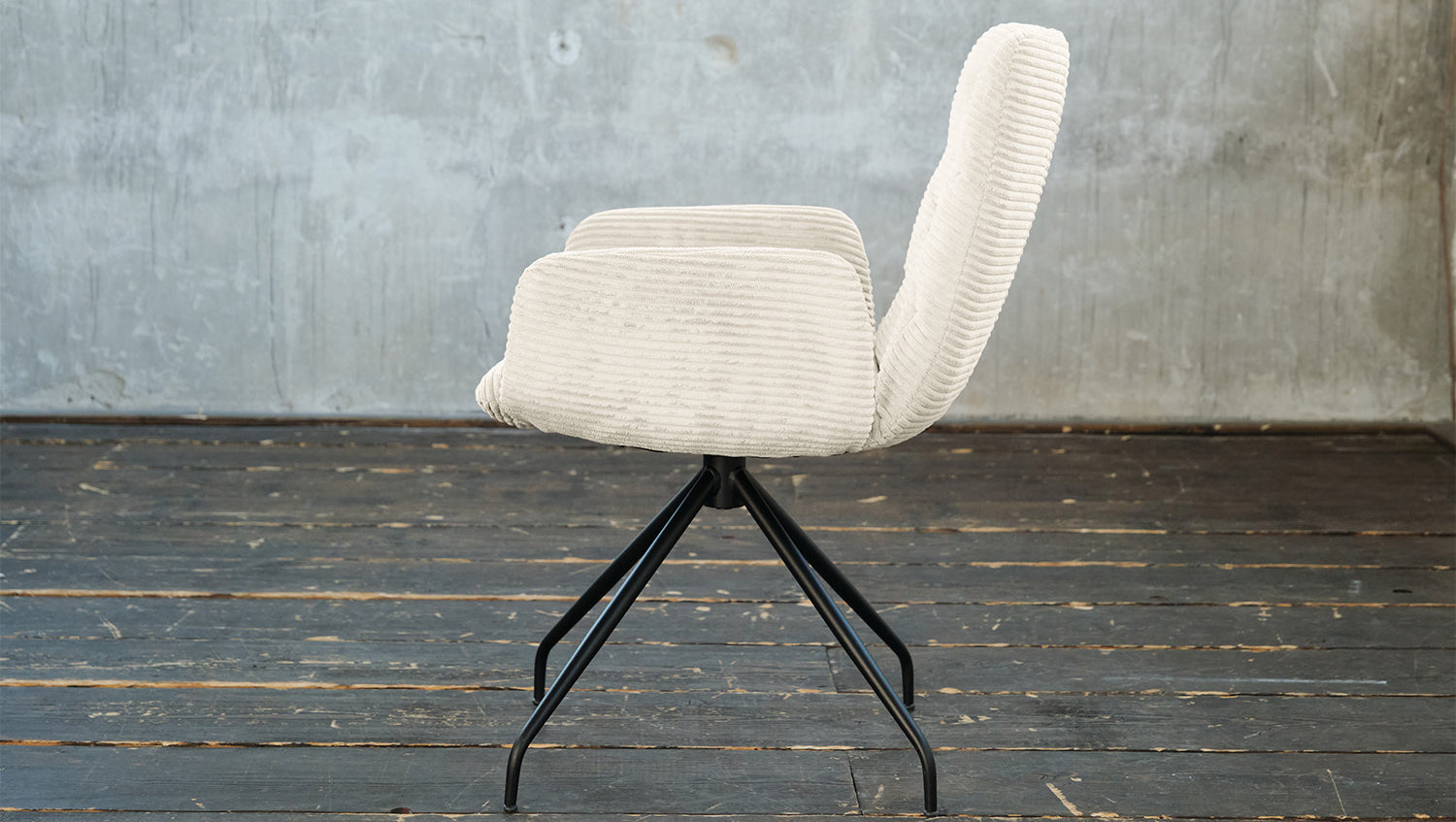 KAWOLA Stuhl NEW CHARME Drehstuhl Esszimmersessel Cord cremeweiß