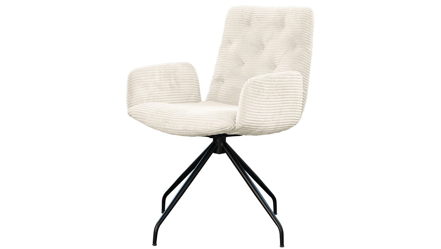 KAWOLA Stuhl NEW CHARME Drehstuhl Esszimmersessel Cord cremeweiß