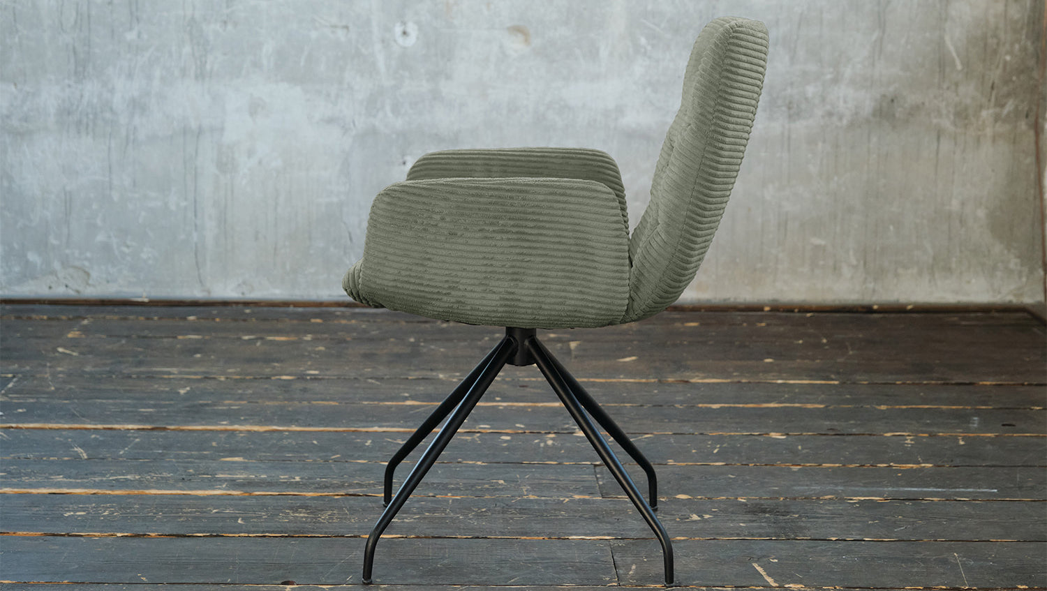 KAWOLA Stuhl NEW CHARME Drehstuhl Esszimmersessel Cord olivgrün