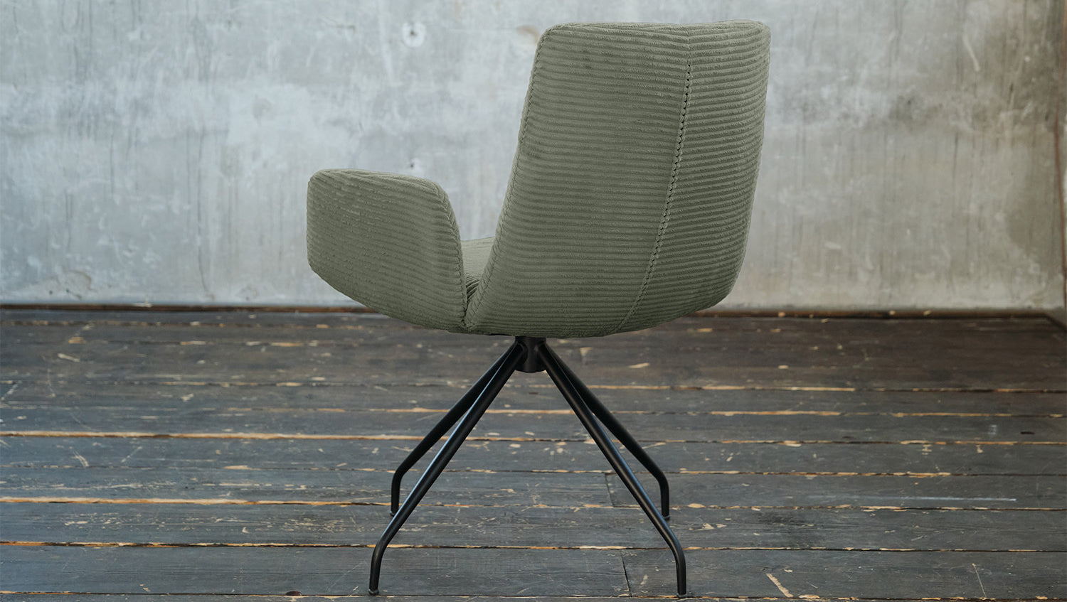 KAWOLA Stuhl NEW CHARME Drehstuhl Esszimmersessel Cord olivgrün