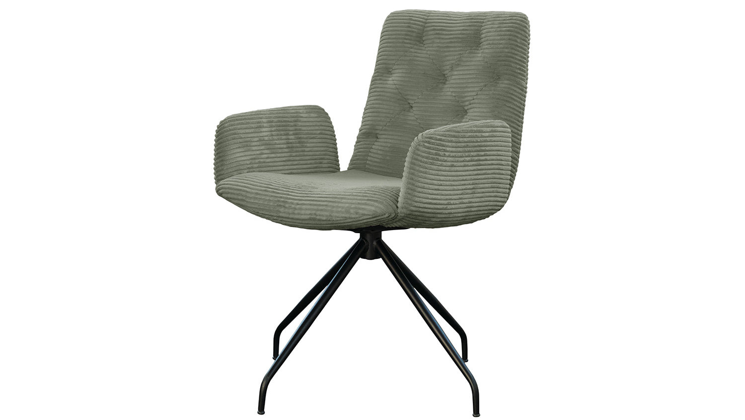 KAWOLA Stuhl NEW CHARME Drehstuhl Esszimmersessel Cord olivgrün