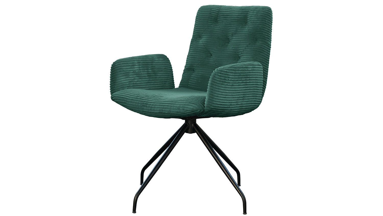 KAWOLA Stuhl NEW CHARME Drehstuhl Esszimmersessel Cord smaragd