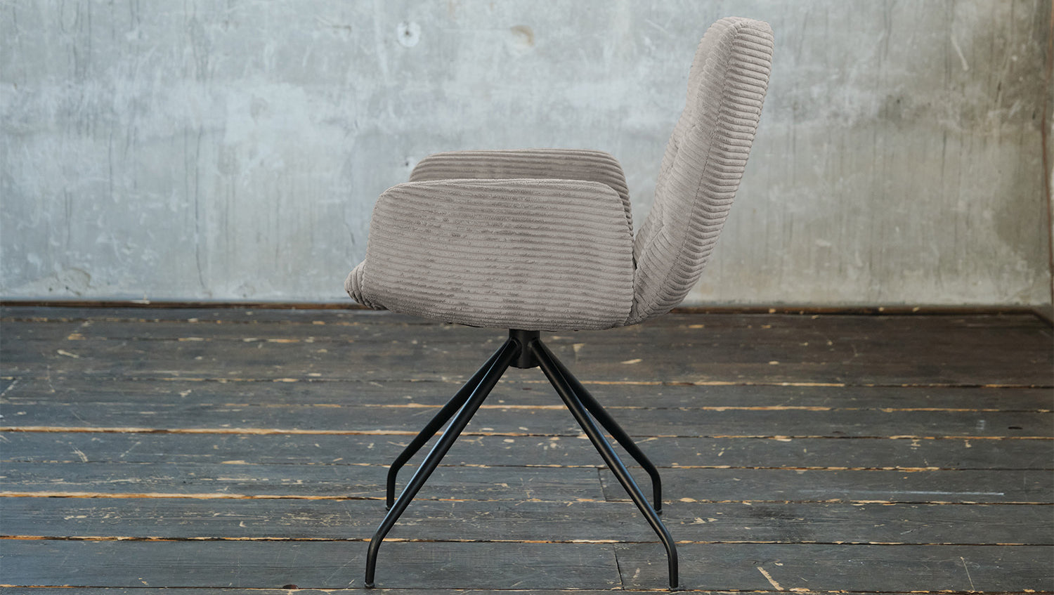 KAWOLA Stuhl NEW CHARME Drehstuhl Esszimmersessel Cord steingrau