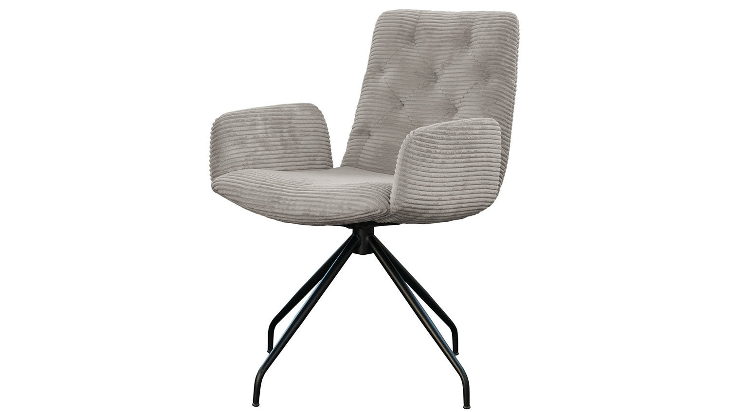 KAWOLA Stuhl NEW CHARME Drehstuhl Esszimmersessel Cord steingrau