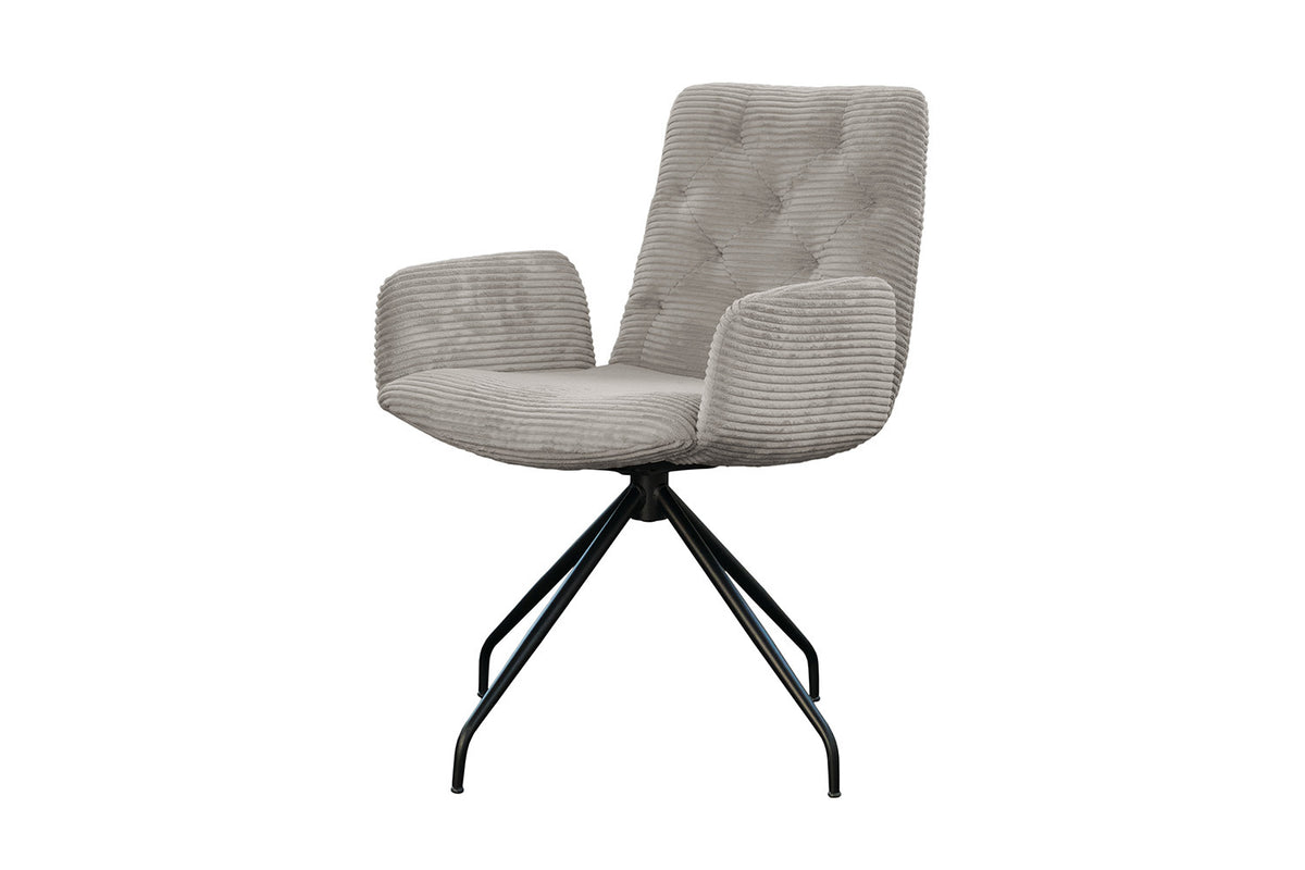 KAWOLA Stuhl NEW CHARME Drehstuhl Esszimmersessel Cord steingrau