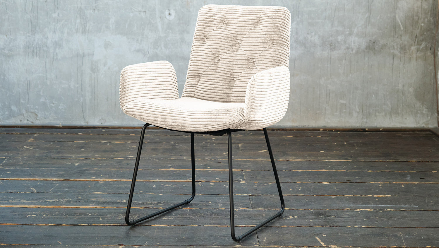 KAWOLA Stuhl NEW CHARME Esszimmersessel Cord cremeweiß