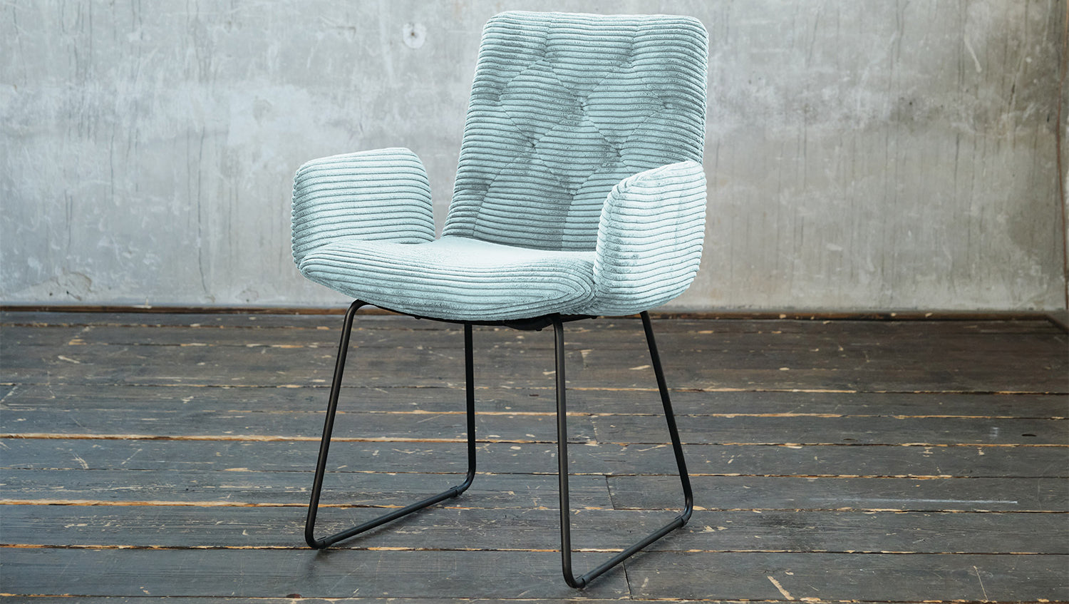 KAWOLA Stuhl NEW CHARME Esszimmersessel Cord hellblau