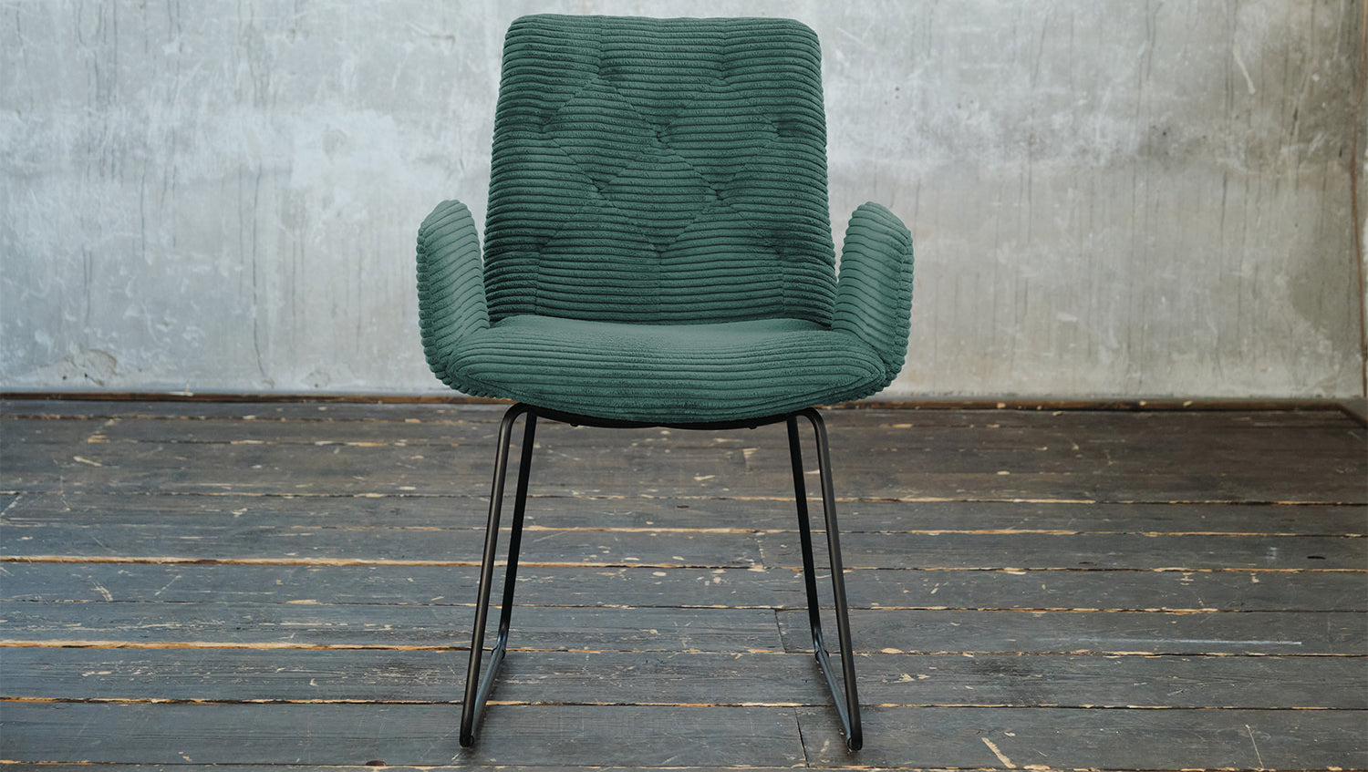 KAWOLA Stuhl NEW CHARME Esszimmersessel Cord smaragd