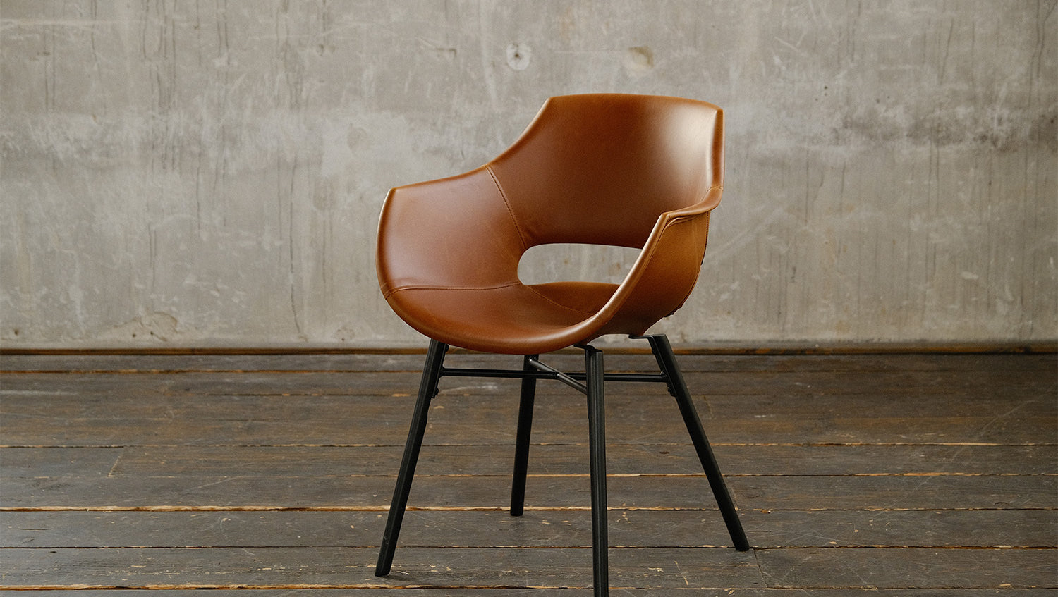 KAWOLA Stuhl ZAJA Esszimmerstuhl Kunstlederbezug Vintage cognac