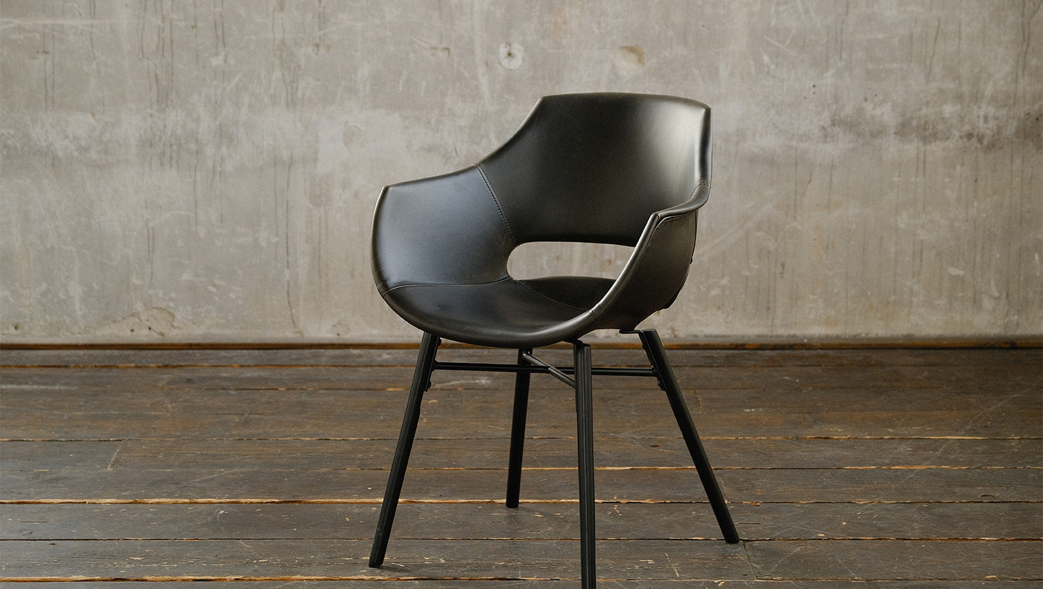 KAWOLA Stuhl ZAJA Esszimmerstuhl Kunstlederbezug Vintage schwarz