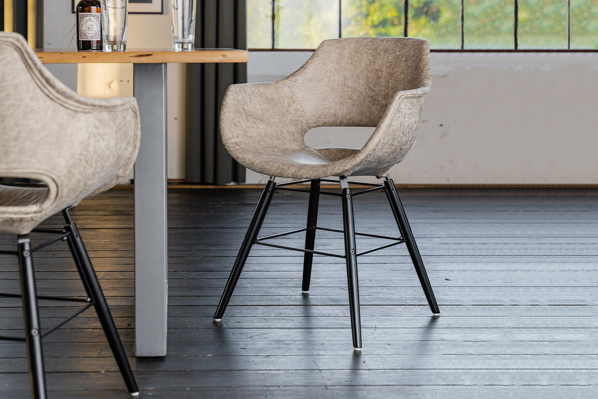 KAWOLA Stuhl "ZAJA Square" Esszimmerstuhl Microfaser creme
