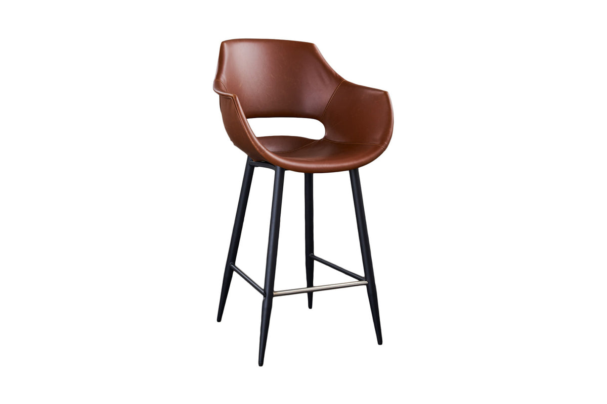 KAWOLA Thekenhocker ZAJA Barstuhl Sitzhöhe 65 cm Kunstleder cognac