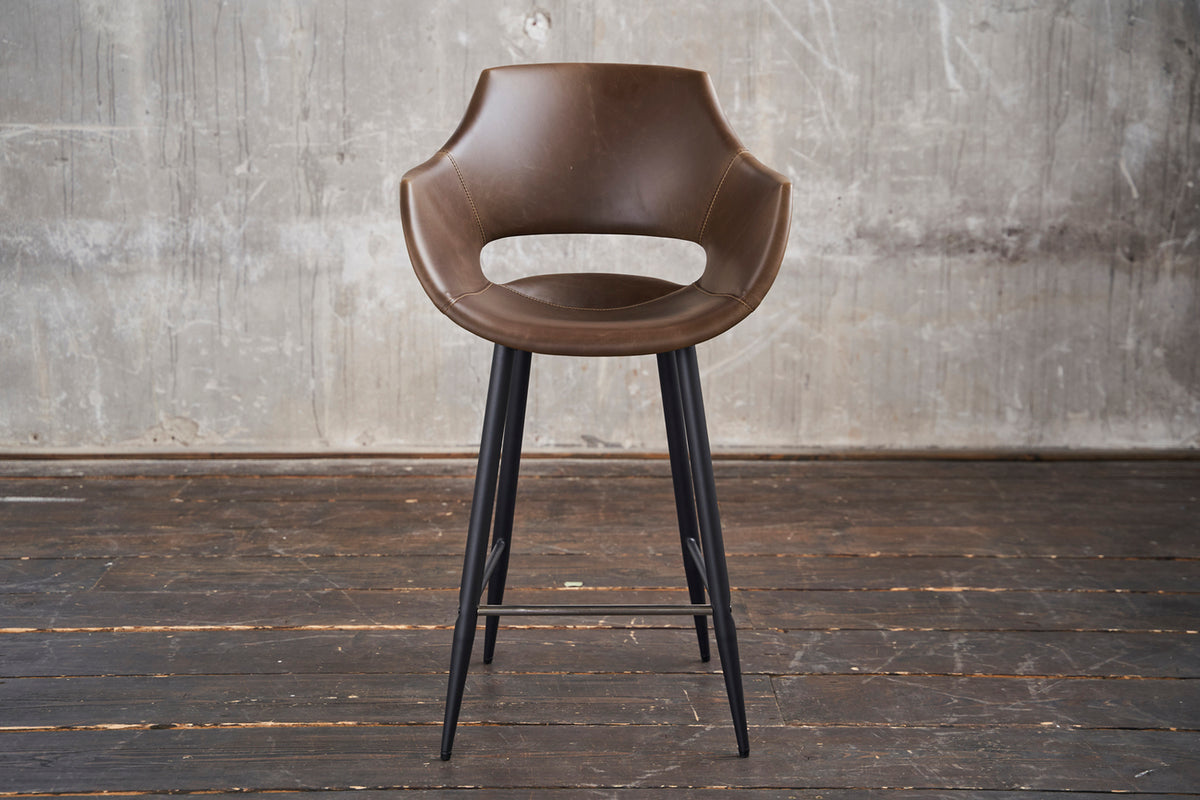 KAWOLA Thekenhocker ZAJA Barstuhl Sitzhöhe 65 cm Kunstleder dunkelbraun