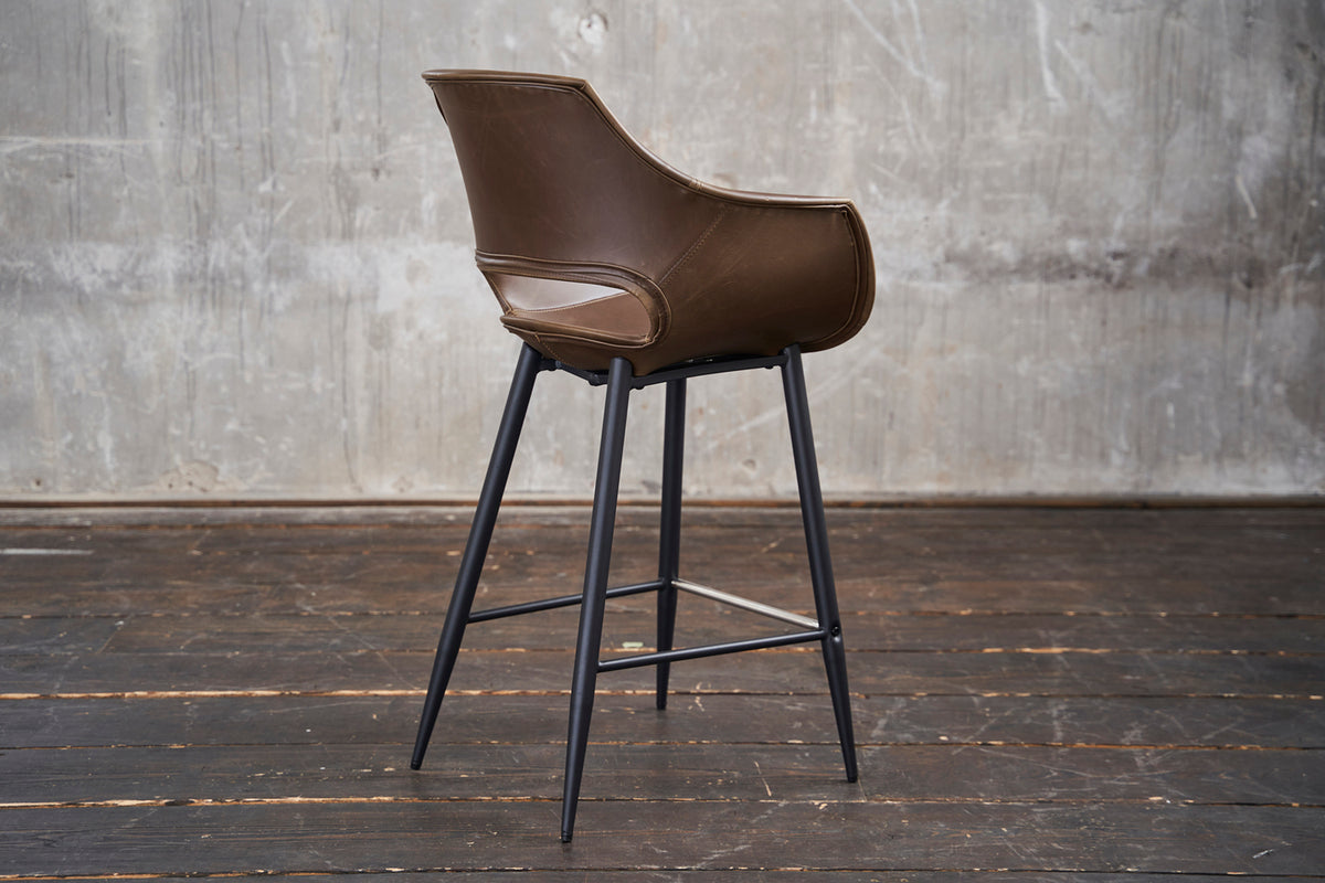 KAWOLA Thekenhocker ZAJA Barstuhl Sitzhöhe 65 cm Kunstleder dunkelbraun