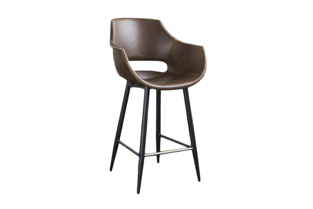 KAWOLA Thekenhocker ZAJA Barstuhl Sitzhöhe 65 cm Kunstleder dunkelbraun