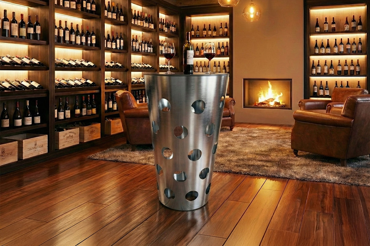KAWOLA Tisch VINO Bartisch Keramik schwarz Gestell gebürsteter Edelstahl silber, 65 x 65