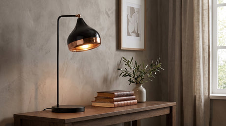KAWOLA Tischlampe AVENOR Metall schwarz kupfer