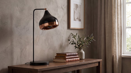 KAWOLA Tischlampe AVENOR Metall schwarz kupfer