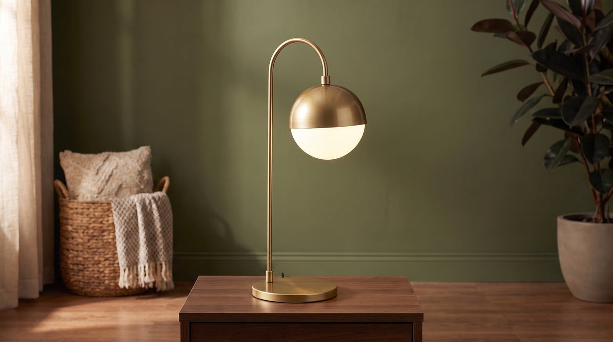 KAWOLA Tischlampe ENORA Glas gold