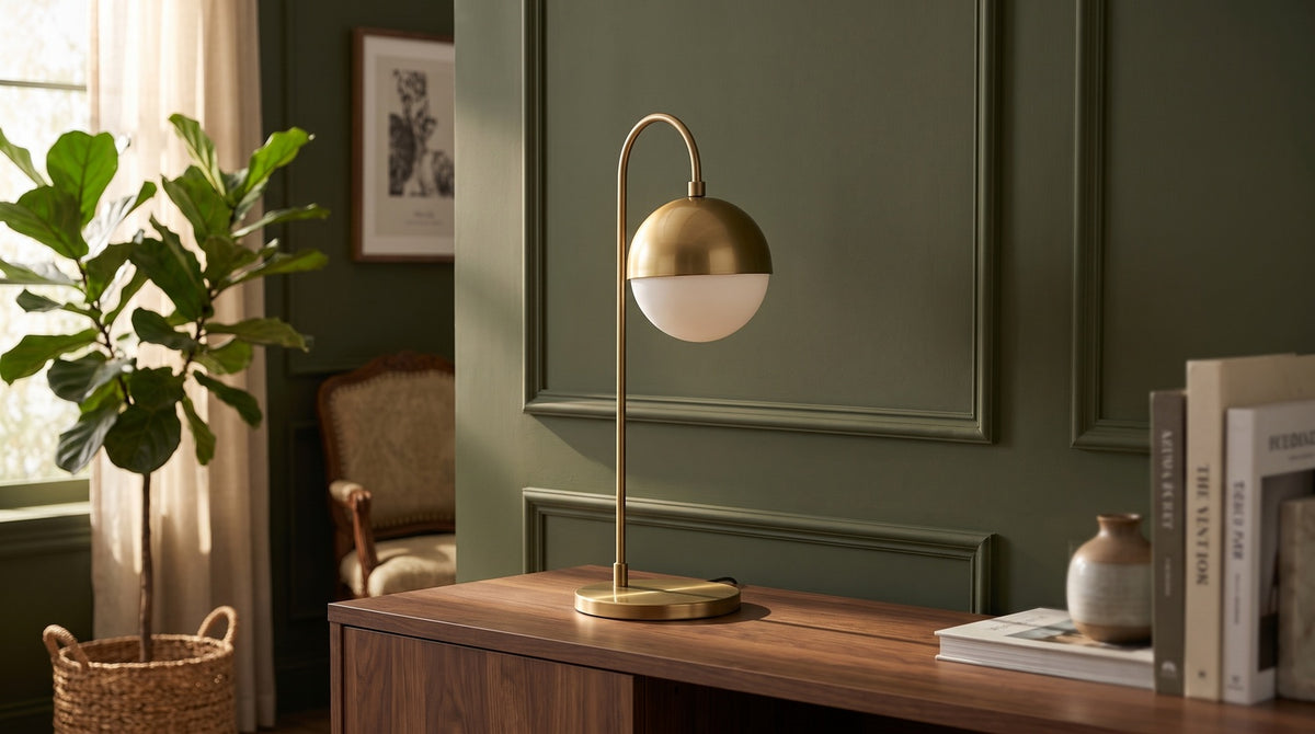 KAWOLA Tischlampe ENORA Glas gold