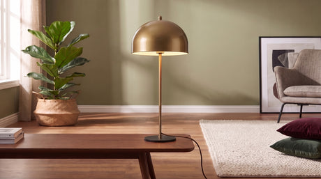 KAWOLA Tischlampe VELARA 2-flammig Metall gold schwarz