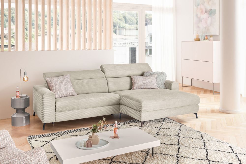 KAWOLA Sofa LAISKA Ecksofa Cord cremeweiß