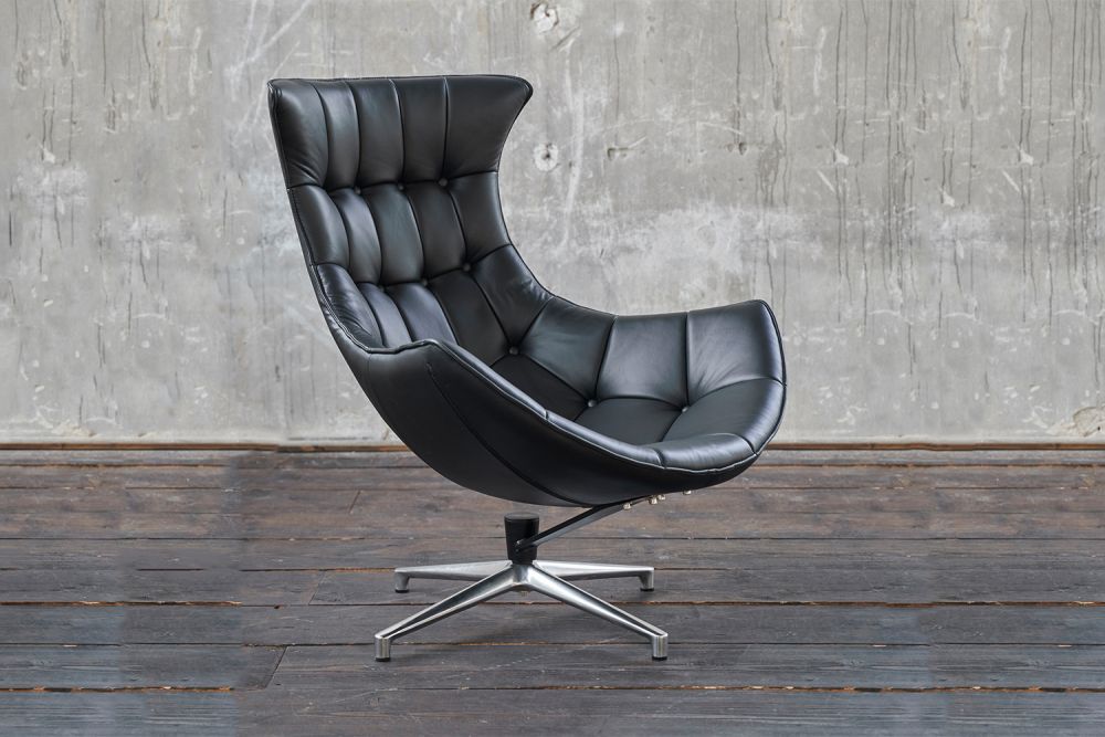 KAWOLA Drehsessel SKIO Sessel Leder matt schwarz