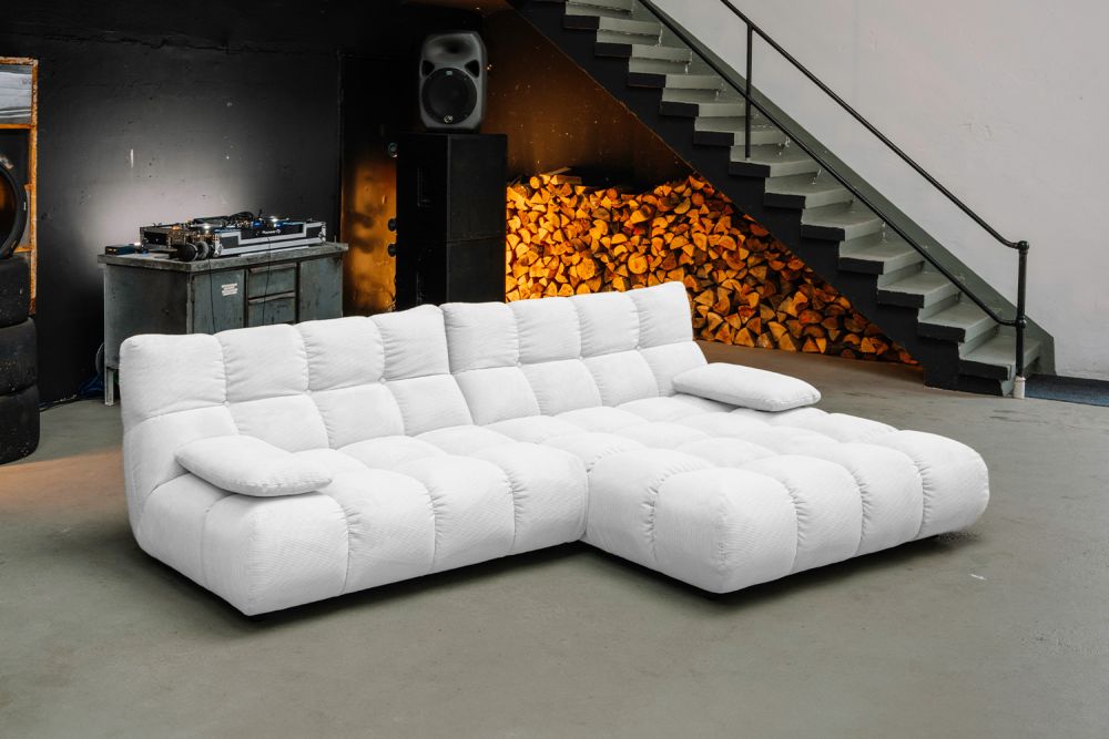 KAWOLA Sofa VIVIEN Ecksofa Feincord weiß