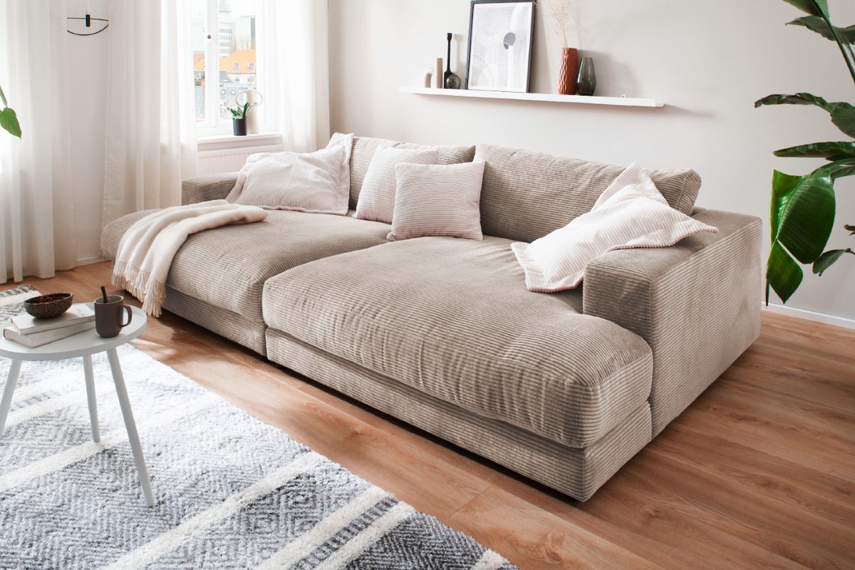 KAWOLA Big Sofa MADELINE Cord taupe  - Onlineshop MS Möbel Style