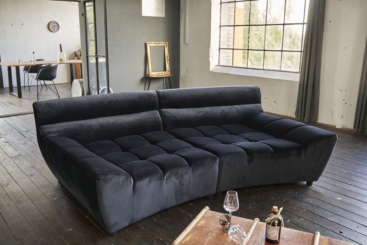 KAWOLA Big Sofa NERLA Stoff Velvet Schwarz  - Onlineshop MS Möbel Style