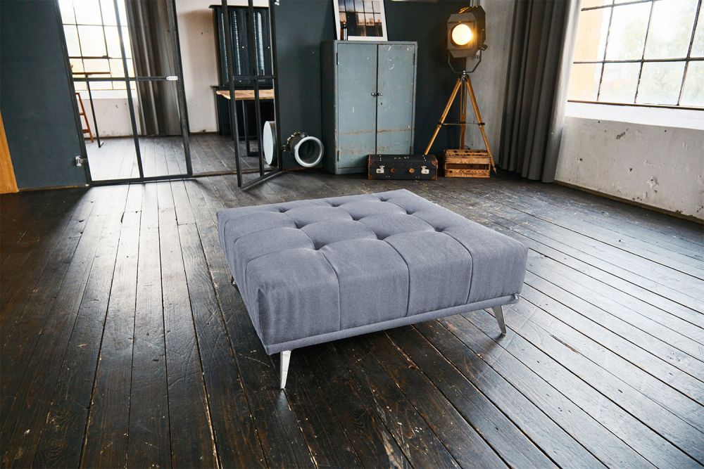 B-Ware KAWOLA Hocker WIOLO Stoff hellgrau