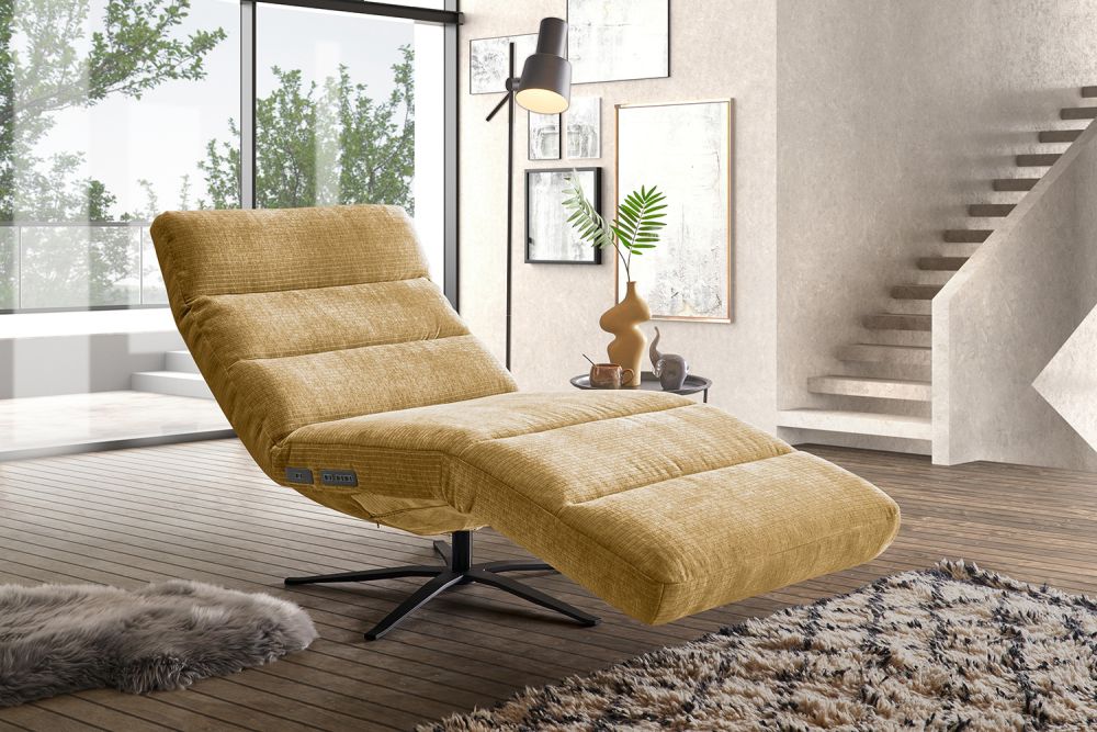 KAWOLA Relaxliege ALINA motorisch Cord Vintage senf
