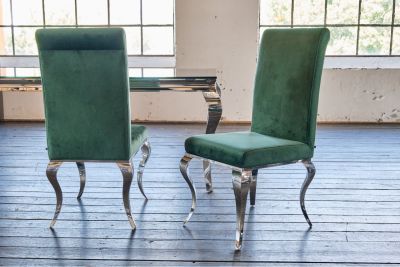 Vorschau: KAWOLA Stuhl LEIA Esszimmerstuhl Barock Velvet grün Vorschau: KAWOLA Stuhl LEIA Esszimmerstuhl Barock Velvet grün