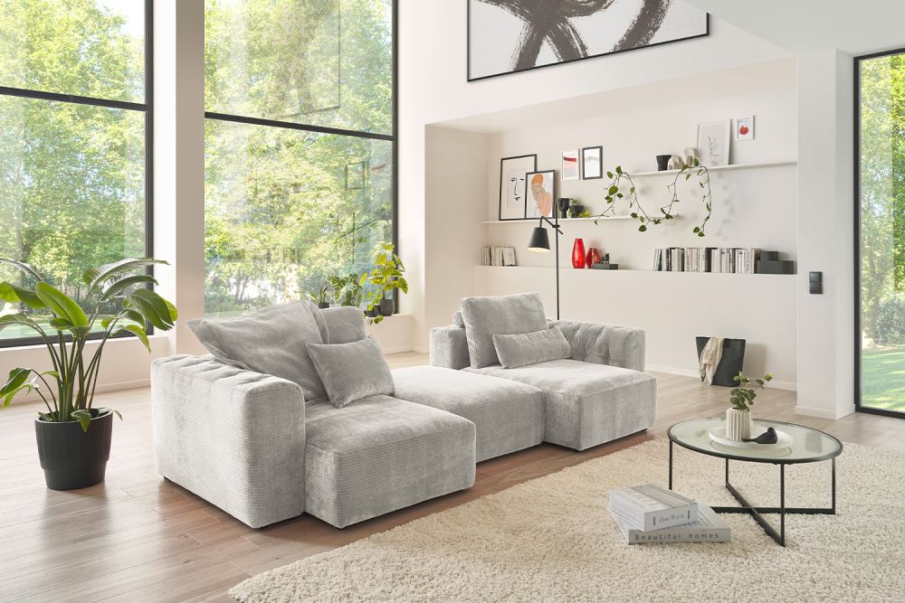 KAWOLA Nierenkissen SEPHI groß Cord Vintage silber