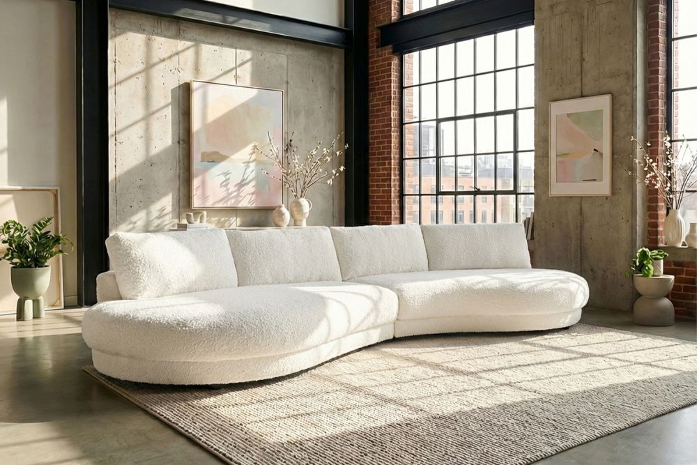 KAWOLA Big Sofa PADANA Stoff weiß