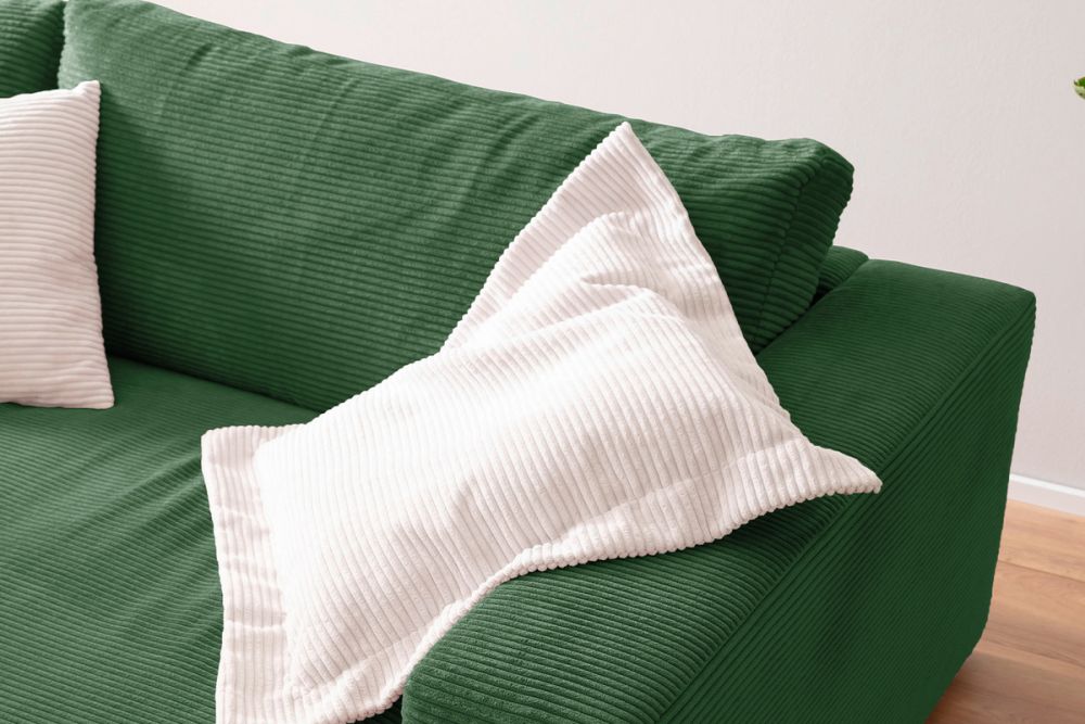 KAWOLA Big Sofa MADELINE Cord smaragd Mobel Style