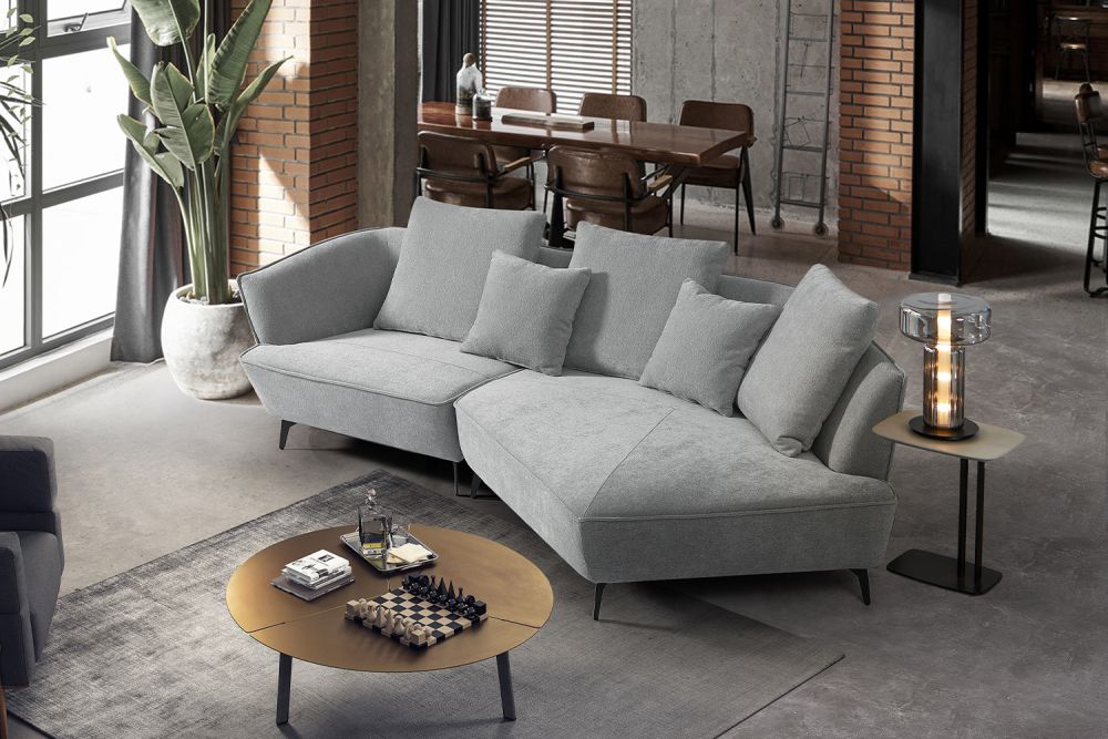 KAWOLA Sofa GARBO Designsofa Stoff grau
