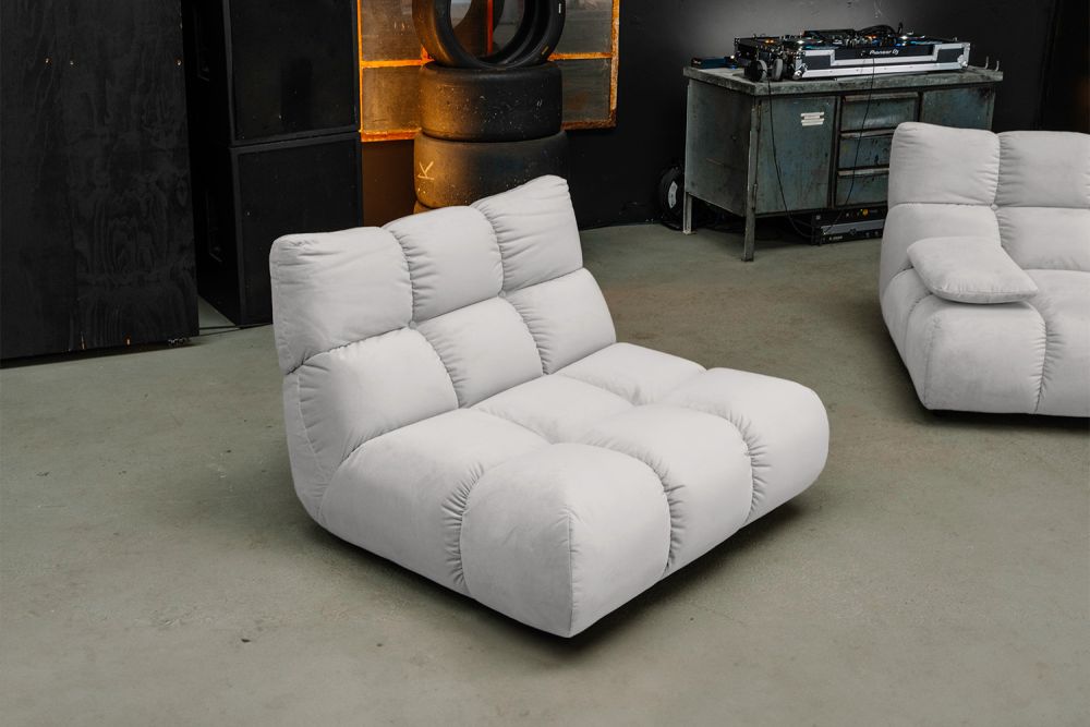 KAWOLA Sessel VIVIEN Drehsessel Velvet silber