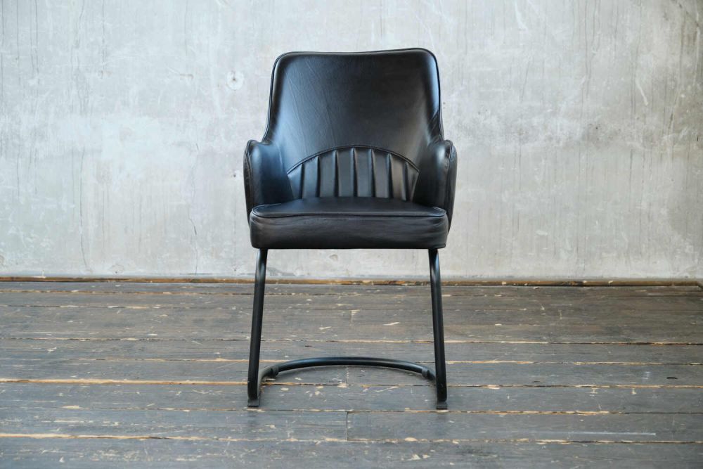 B-Ware KAWOLA Stuhl PRESI Esszimmerstuhl Leder schwarz