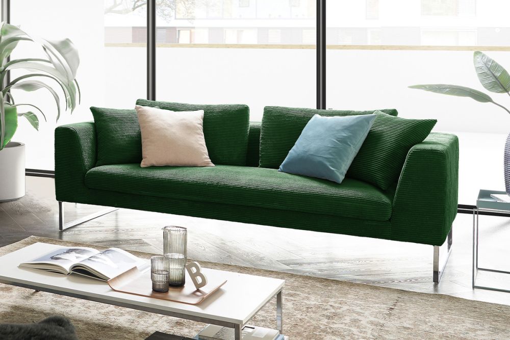 KAWOLA Sofa ARIAN Cord smaragd