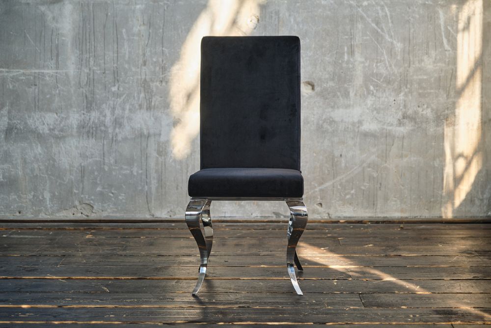 B-Ware KAWOLA Stuhl LEIA Esszimmerstuhl Barock Velvet schwarz
