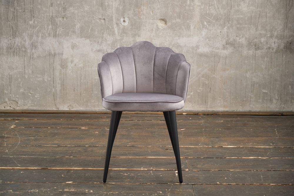 B-Ware KAWOLA Stuhl SALLY Esszimmerstuhl Velvet silber Fuß schwarz