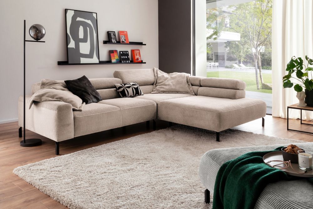 KAWOLA Sofa DELIA Ecksofa Cord taupe