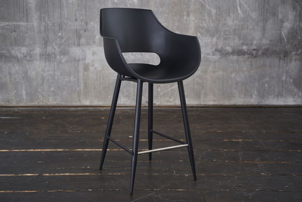 B-Ware KAWOLA Thekenhocker ZAJA Barstuhl Sitzhöhe 65 cm Kunststoff schwarz