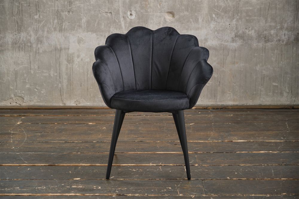 KAWOLA Stuhl CARLA Esszimmerstuhl Velvet schwarz Fuß schwarz