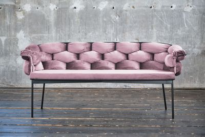 KAWOLA Bank MONTY Sitzbank Velvet rosa 240 cm