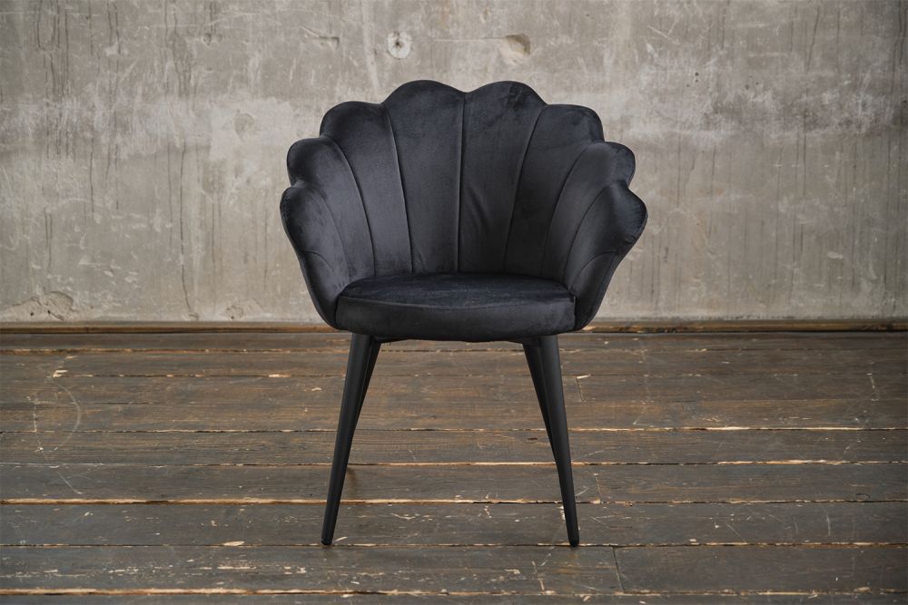 B-Ware KAWOLA Stuhl CARLA Esszimmerstuhl Velvet schwarz Fuß schwarz