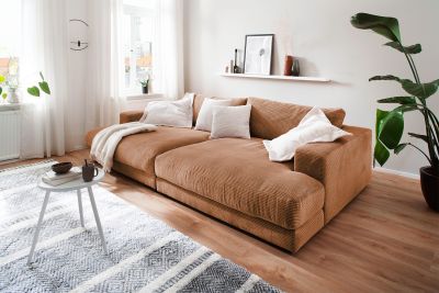 KAWOLA Big Sofa MADELINE Cord rost 170 cm;ohne Holztablett